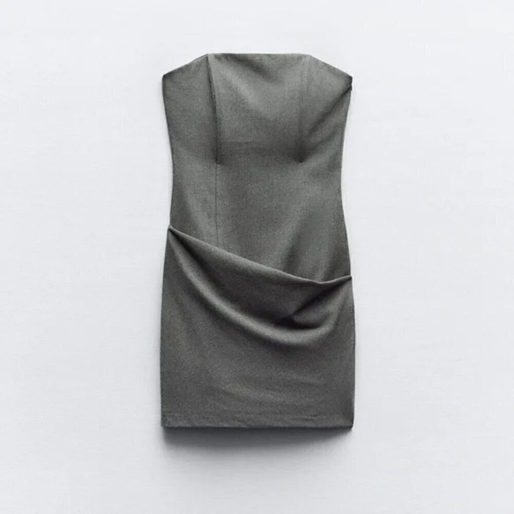 ZARA STRAPLESS FITTED PRINTED DRESS - Picture 5 of 6